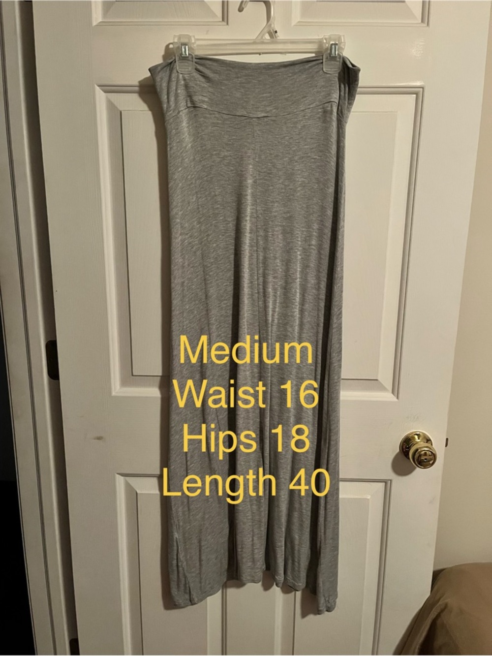 Gray Fold-Over Waist Maxi Skirt
